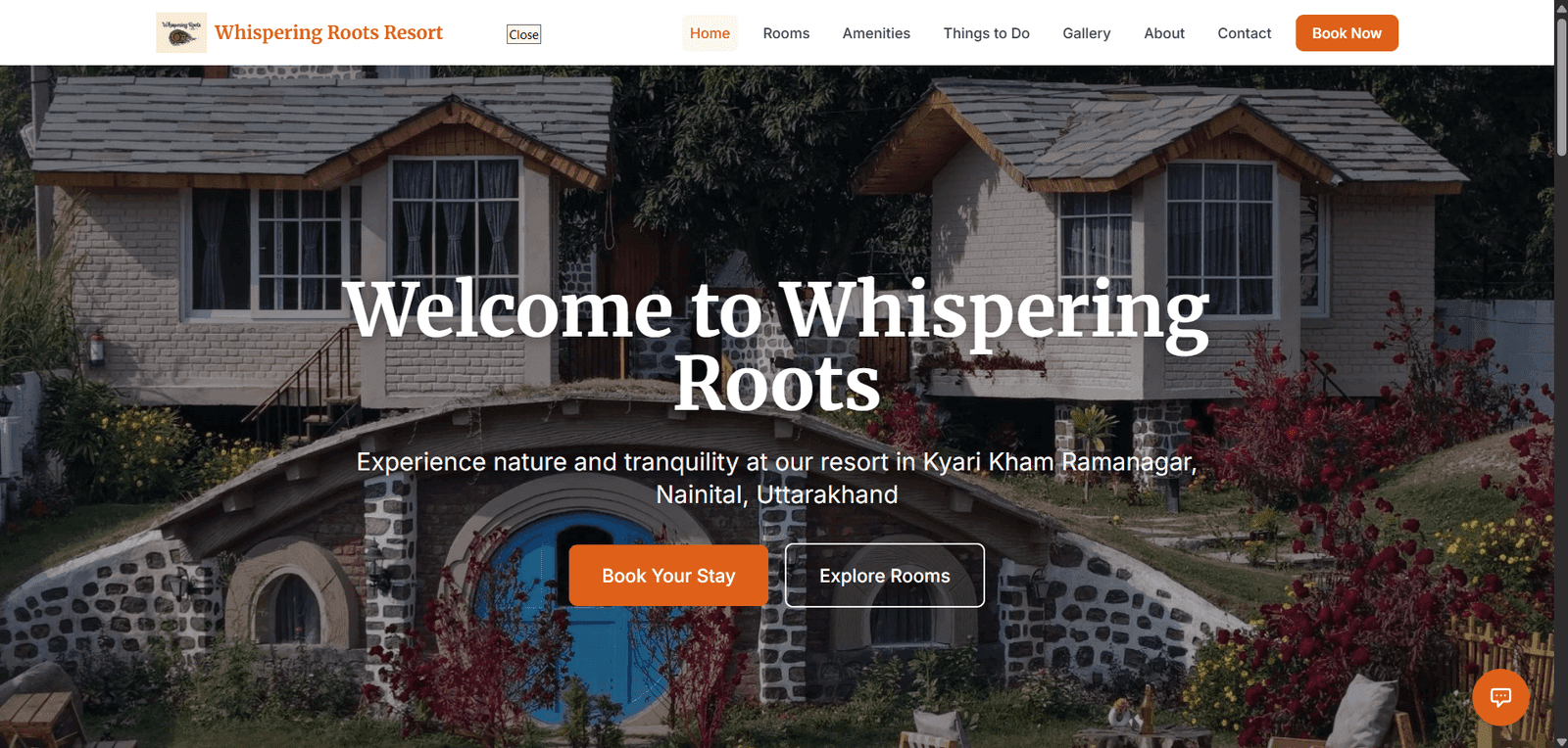 Whispering Roots Resort website preview
